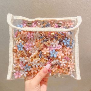 Princess head crystal flower hairpin high -quality mini hair clips set Korean hair accessories