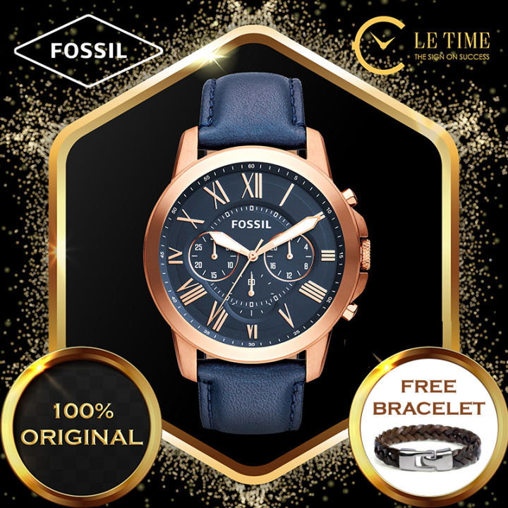 Fossil FS4835 Grant Chronograph Navy Leather Quartz Watch, Men's Fashion,  Watches & Accessories, Watches on Carousell