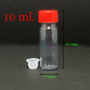 ขวด 10 มล. ( 100 ใบ) พลาสติกกลม สีใส+ จุกใน + ฝา ( GW.= 0.51 Kg. )05#14