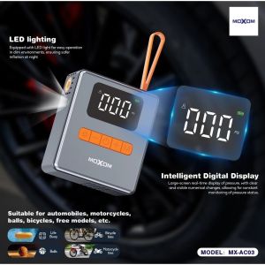 MOXOM MX-AC03 Mini Battery Air Pump with Digital Display & LED Lighting Moxom Pump Angin