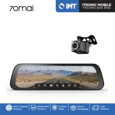 70mai Rearview Dash Cam S500 | 9.35 Full-Laminated Touch Screen | 3K HDR Image | 138° Wide-Angle | Voice Control
