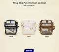 Premium Sling bag List Kulit - Tas Selempang Transparan Putih - Kulit Putih - Travolt - Tas PVC Mika Tebal - Tas Konser KPOP Transparan - iseul. 