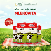Combo 4 Hộp Sữa Tươi Tiệt Trùng Mlekovita Nguyên Kem Không Đường | Hộp 1L - nhập khẩu chính hãng từ Ba Lan phù hợp với trẻ em trên 1 tuổi.