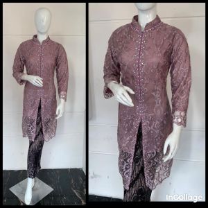 Mula Store - SET Kebaya Tulle Mutiara Terbaru dan Rok - Baju Kebaya Ibu Besan dan Wisuda Tile Couple Brukat Bali