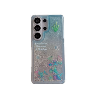 Cute Dolphin Glitter Quicksand Case Cover for Samsung S26 S25 S24 Ultra Moving Sequins Liquid Phone Shell Transparent Soft Funda