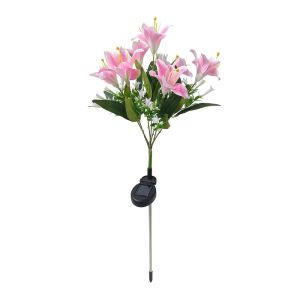 GINKG 7 Heads Solar Flowers Garden Lights Solar Powered LED Lights Simulation Flower Lamp Lawn Decoration Waterproof LED Outdoor Flower Decor Yard Decoration