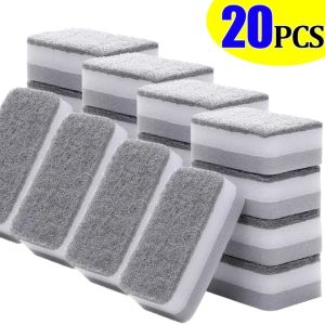 🔥Fast shipping🔥5/20Pcs Double-Sided Sponge Scrub Pot to Wash Dishes Magic Wipe Kitchen Housework Cleaning Three-Layer Sponge Scouring Pad