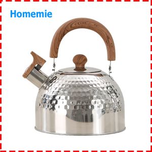 Heavy-duty Stainless Steel 3L Kettle with Whistle and Anti-hot Handle for Outdoor Cooking and Hot Water Preparation