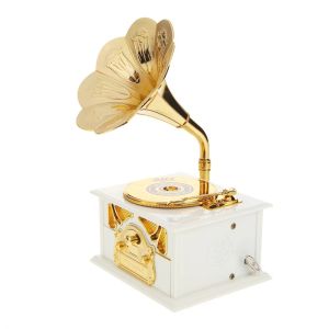 JIANZ European-style Gramophone Model Music Box Gramophone Model Phonograph Shape Retro Gramophone Drawer Music Box Classical Office Decoration Classical Phonograph Drawer Music Box Office Decor