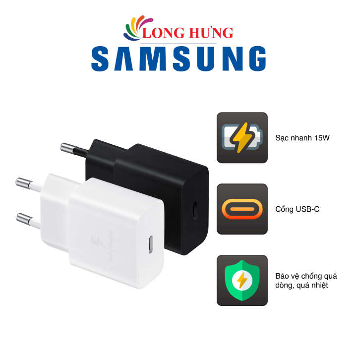 Cốc sạc Samsung Power Adapter 1Type-C 15W PD EP-T1510N - Hàng chính hãng - Công suất 15W, hệ thống bảo vệ an toàn