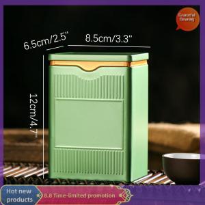 Graceful Portable Tea Box Solid Color Tea Sealed Box Teaware Storage Container Tinplate Can Coffee Sugar Box Kitchen Storage