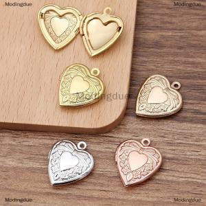 [COD] Modingdue Metal Brass Heart Shaped Photo Locket Charms Pendant DIY Necklace Making