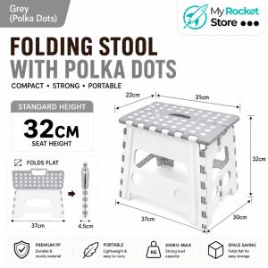 Foldable Plastic Stool | Portable Folding Step Stool | Heavy Duty Non-Slip PP Stool | Home Kitchen