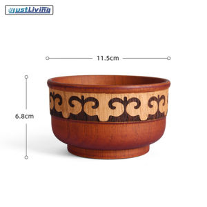 JustLiving 1ชิ้นชามเสิร์ฟอาหารข้าวไม้อะคาเซียชามขนาดใหญ่สไตล์มองโกเลียชามไม้ซุปสลัดข้าวชามก๋วยเตี๋ยวสไตล์ชาติพันธุ์ไม้ธรรมชาติเด็กชามไม้บนโต๊ะอาหารลายดอกบัวหิมะ