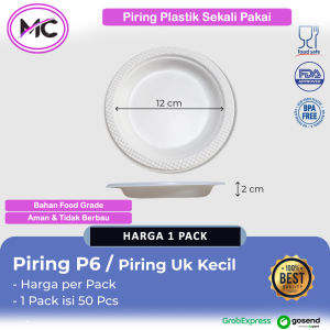 Piring Plastik Putih P6 P7 Per Pack Isi 50 Pcs Piring Sekali Pakai Buang Piring Pesta Kebutuhan Pesta Piring Saji Makanan Kecil Sedang Praktis Piring Plastik Kecil Piring Kue Piring Saji