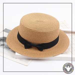 สำหรับกันแดด ใส่ชิวริมทะเล หมวกสานปีกกว้าง Cup Cake หมวกไมเคิ้ลแต่งคาดดำ