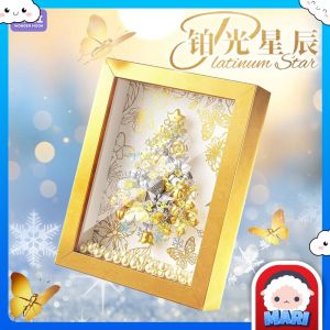 Wonder Moon 804010 Platinum Christmas Gold Wonderful Flower Tower Music Box Building Bricks Decoration Blocks Girl
