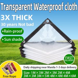 Transparent Heavy Duty Waterproof Tarpaulin Thickened Rainproof Cover for Garden & Outdoor Use