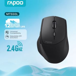 Rapoo MT550L Multi-mode Wireless Mouse Connect Up to 4 Devices 1600 DPI Ergonomic Bluetooth Mouse 12 Month Long Battery