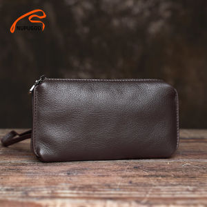 Casual Men Clutch Bag Genuine Leather Wallet Phone Mini Coin Purses Credit Card Holder Blue Business Small Money Bags NUPUGOO