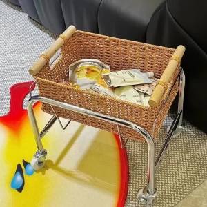 xpkQ European Simple Storage Baskets Movable Bedroom Snack Racks Dormitory Lightweight Storage Baskets Indoor Furniture Accessories Q8H3K