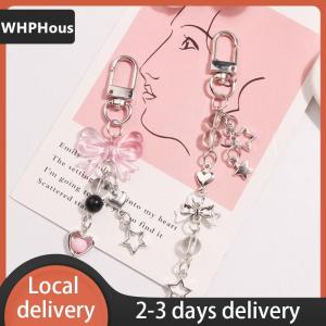 [COD] WHPHous Ship within 24 hours Goth Y2K Phone Charm Bow Heart Star Keychain Pendant Kawaii Key Chain Bag Phone Chain Cute Accessory For Girls Women Jewelry