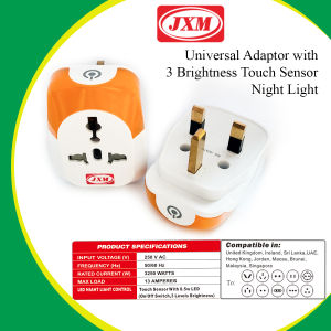 Universal Warm White 3000K LED Touch Sensor Pad Night light Travel Socket Plug Adapter