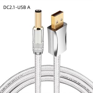 Hifi DC Power Cord USB A C To 2.1*2.5 Plug Output Connection Cable 7N OCC Silver-Plated For DVD Amplifier Tube Machine Audio