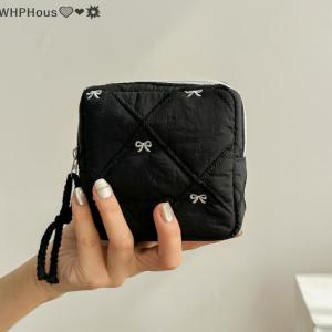 WP💓💛💖 Makeup Bag For Women Embroidered Bowknot Travel Cosmetic Bags Large Capacity Handheld Makeup Toiletry Storage Bag