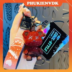 Móc Chìa Khóa Gấu BearBrick Ombre Đỏ Xám Dễ Thương MK2