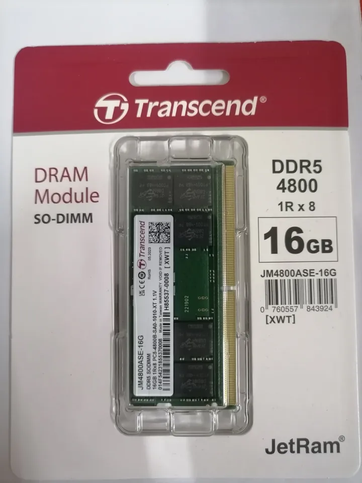 Transcend 32GB/16GB/8GB DDR5 4800Mhz Unbuffered SO-DIMM 1Rx8 (262