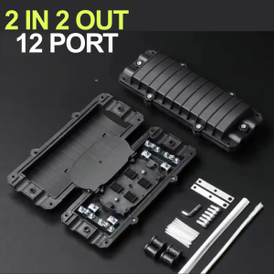 Waterproof Telecom FOSC 12Port Fiber Optic Splice Box Cable Splice Box Core Fiber Optic Splice BOX 2-in 2-out Waterproof Tray Fiber Protective Tube protect Box App