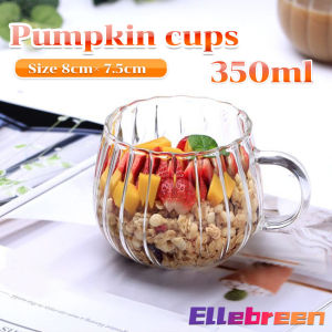 Striped Glass Cups Pumpkin Shape Mug Transparent Water Tea Milk Juice Cup
