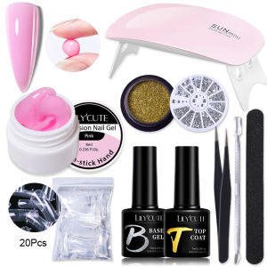 BORN PRETTY LILYCUTE 8Ml Không Dính Tay Nối Dài Sơn Móng Tay UV Khắc Hoa Tạo Hình Móng Tay Móng Nối Trong/Trắng/Nude Rắn Sơn Móng Tay Nghệ Thuật