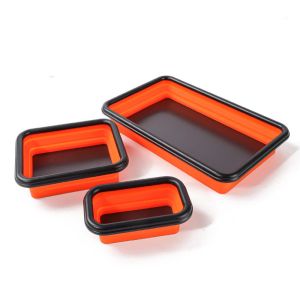 GGR 3Pcs Có thể thu gọn Khay đựng dụng cụ từ tính Nam châm mạnh Silicone mềm dẻo Khay đựng dụng cụ Giá đỡ bu lông và đai ốc Có thể gấp lại Khay đựng phụ tùng có thể thu gọn Công cụ tự động