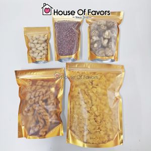 50pcs Matt Gold Zipper Stand Up Aluminium Foil Packaging Zip Bag Plastik Food Storage Sealable Lock Bag Retail Packaging