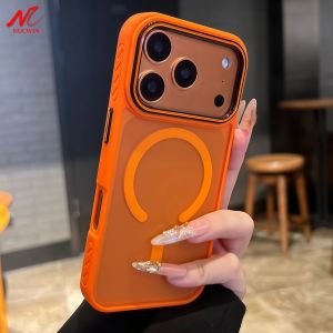 Business Anti-skid Bumper for Magsafe Case for iPhone 13 14 15 16 17 Pro Max PC TPU Armor Cover for iPhone 17 Air 15 16 14 Plus