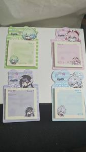 4Pcs/Pack NeiKos496 Anaxagoras EleOs252 ApoRia432 Cute Anime Memo Pad 60 Sheets High Adhesive Reusable Student Stationery Gift Kawaii Notes