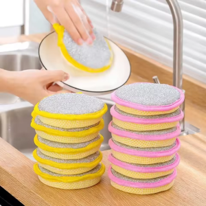 5PCS Double Side Dish Wash Sponges Reusable Double Side Magic Sponge Pot Brush Remove Dirt Kitchen Cleaning Tool