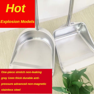 Metal Dustpan Long Handle Heavy Duty with Stainless Steel Stand up Tall Upright only dust Pans for Lobby Household Shop Outdoor usefit Any Broom Brush