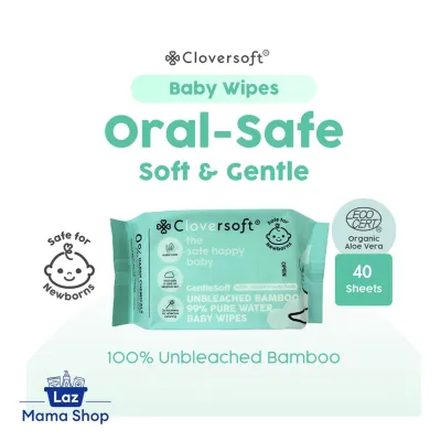 Cloversoft Unbleached Bamboo Organic Pure Water Baby Wipes 40 Sheets (Laz Mama Shop)