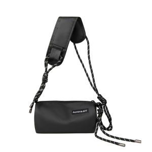 Dark Techwear Mini Round Shoulder Bag Adjustable Woven Strap Street Fashion