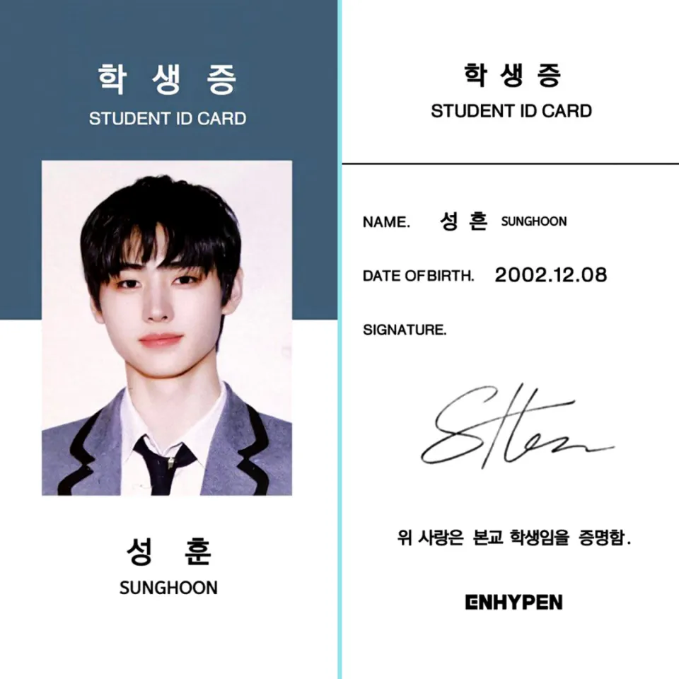 ENHYPEN SEASONS GREETING'S 2021 STUDENT ID CARD PHOTOCARD CARD PVC