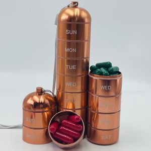 Metal Moisture Proof Weekly Pill Organizer Travel Hiking 7 Day Pill Box Case Waterproof Large Compartment to Hold Pills Vitamins