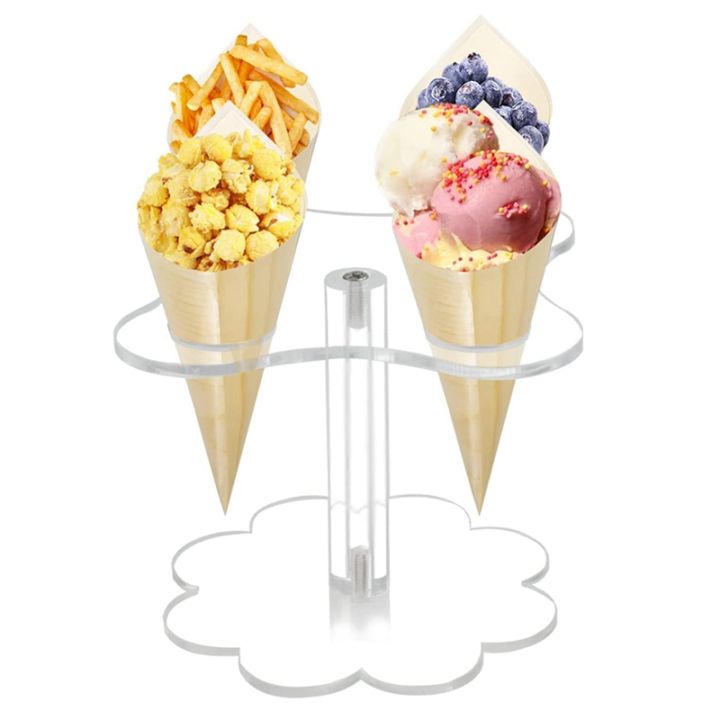 Ice Cream Cone Holder,4 Holes Acrylic Cone Display Stand Waffle Sushi ...