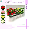 Tanaman Hias Pot Bunga Mawar Artificial Ornamen Bahan Plastik Mini Palsu Dekorasi Ruangan PBP62. 
