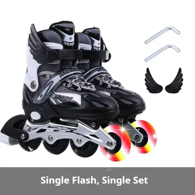 Childrens single flash set roller skates full set of male and female student roller skates adult roller skates adjustable skates gift gifts high-quality PP+sponge+aluminum alloy material