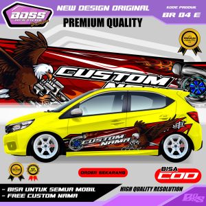 BR 04 - STIKER DECAL MOBIL BRIO AVANZA SEDAN CHEVROLET KIJANG MOBILIO CIVIC BRV GRATIS CUSTOM NAMA