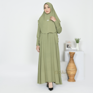 Gamis Inara Terbaru Abaya Set Hijab Crinkle Airflow Jumbo Busui Friendly