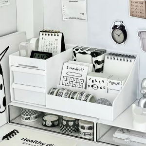 Free sticker  ชั้นวางเครื่องสำอาง ชั้นใส่วางเครื่องสำอาง ชั้นจัดระเบียบ ชั้นวางของ ลิ้นชักเก็บของ จุของได้เยอะ